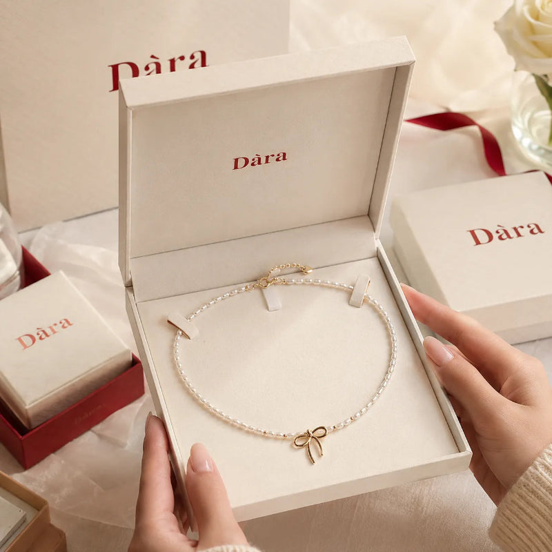 Vintage Gold Bow Natural Pearl Choker Necklace