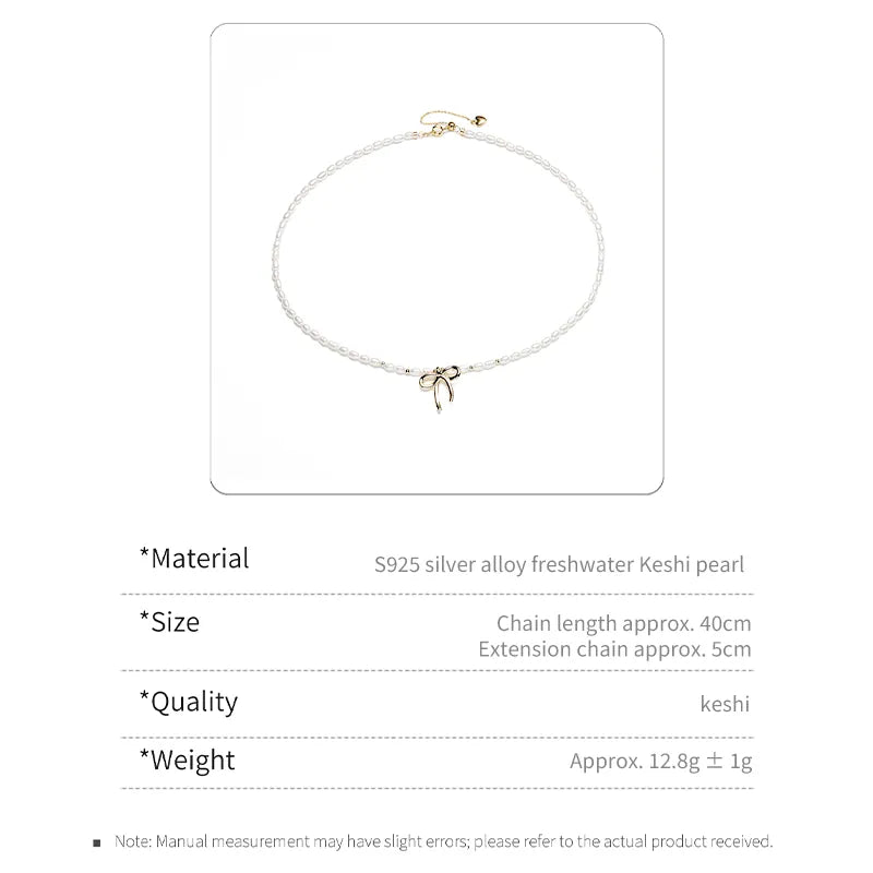 Vintage Gold Bow Natural Pearl Choker Necklace