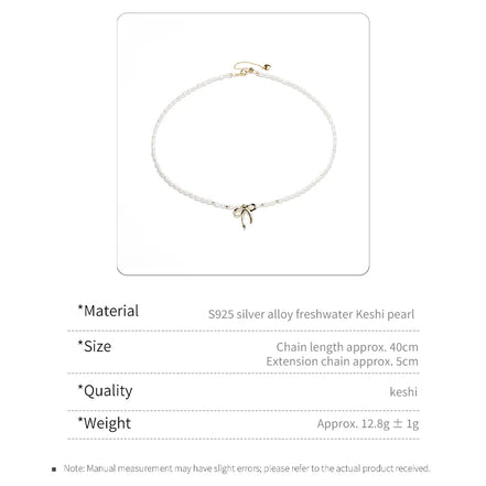 Vintage Gold Bow Natural Pearl Choker Necklace