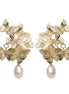 Vintage Golden Butterfly Pearl Earrings