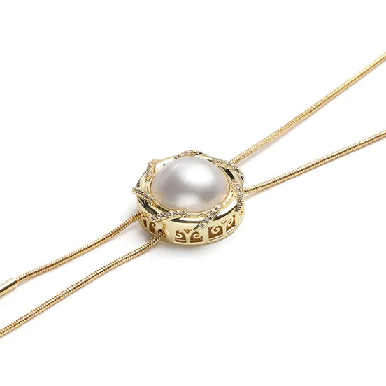 Vintage Golden Tassel Pearl Necklace