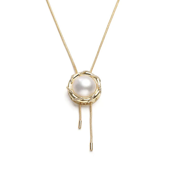 Vintage Golden Tassel Pearl Necklace