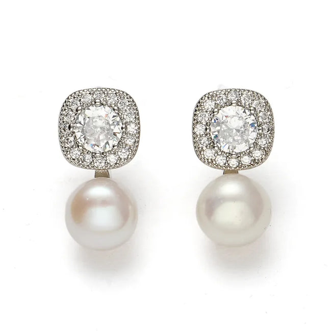 Vintage Halo Pearl Drop Earrings