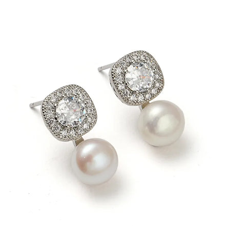 Vintage Halo Pearl Drop Earrings