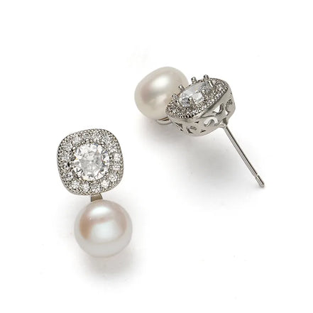 Vintage Halo Pearl Drop Earrings