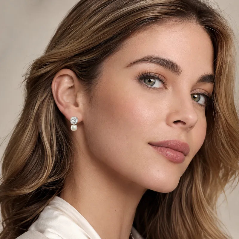 Vintage Halo Pearl Drop Earrings
