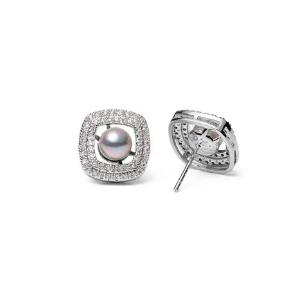 Vintage Halo Pearl Stud Earrings