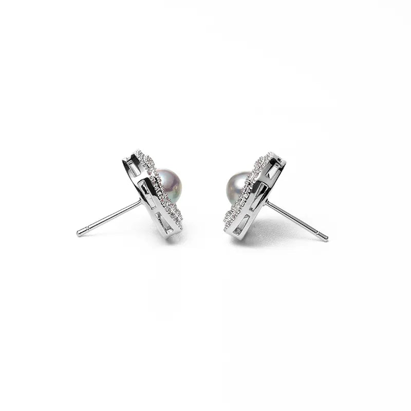 Vintage Halo Pearl Stud Earrings