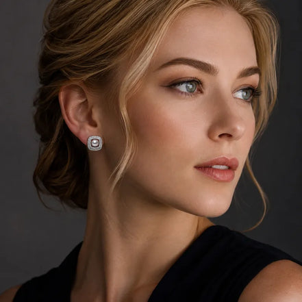 Vintage Halo Pearl Stud Earrings