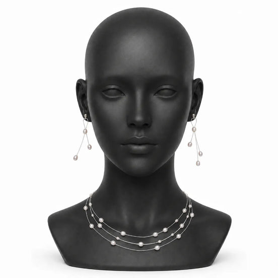Lyra Floating Natural Pearl Drop Earrings