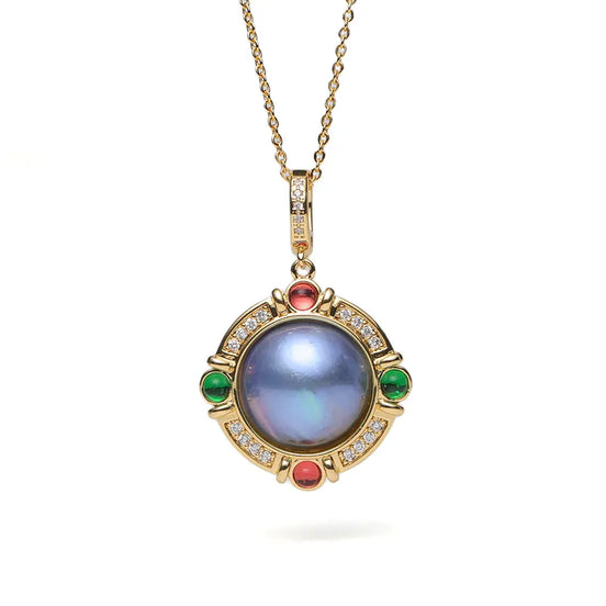 Vintage Medallion Natural Pearl Amulet Necklace