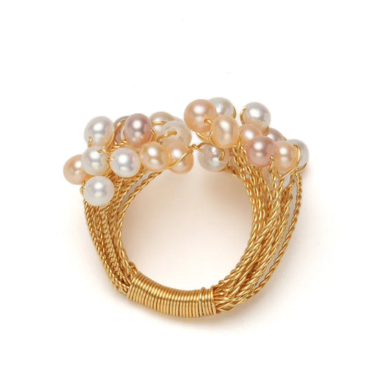 Vintage Pearl Cluster Wire Ring