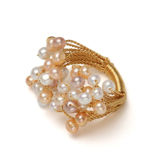 Vintage Pearl Cluster Wire Ring