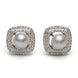 Vintage Silver Pearl Earrings with Cushion Halo Setting