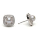 Vintage Silver Pearl Earrings with Cushion Halo Setting