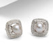 Vintage Silver Pearl Earrings with Cushion Halo Setting