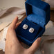 Vintage Silver Pearl Earrings with Cushion Halo Setting