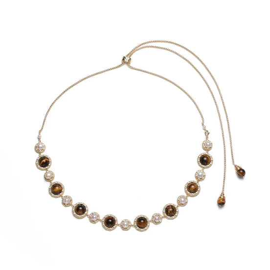 Vintage Tiger's Eye Pearl Necklace