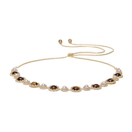 Vintage Tiger's Eye Pearl Necklace
