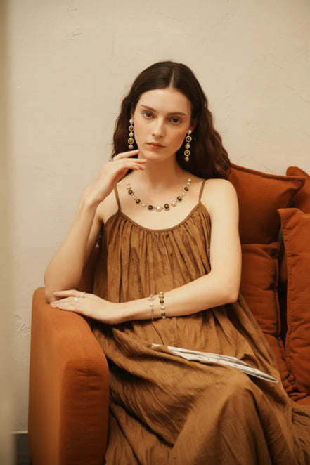 Vintage Tiger's Eye Pearl Necklace