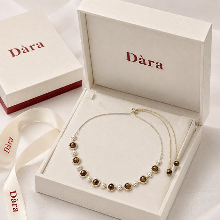 Vintage Tiger's Eye Pearl Necklace