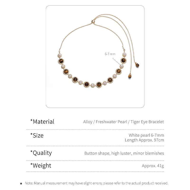 Vintage Tiger's Eye Pearl Necklace