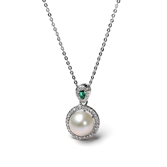 Empress Vintage Natural Pearl Halo Pendant Necklace