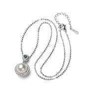 Empress Vintage Natural Pearl Halo Pendant Necklace