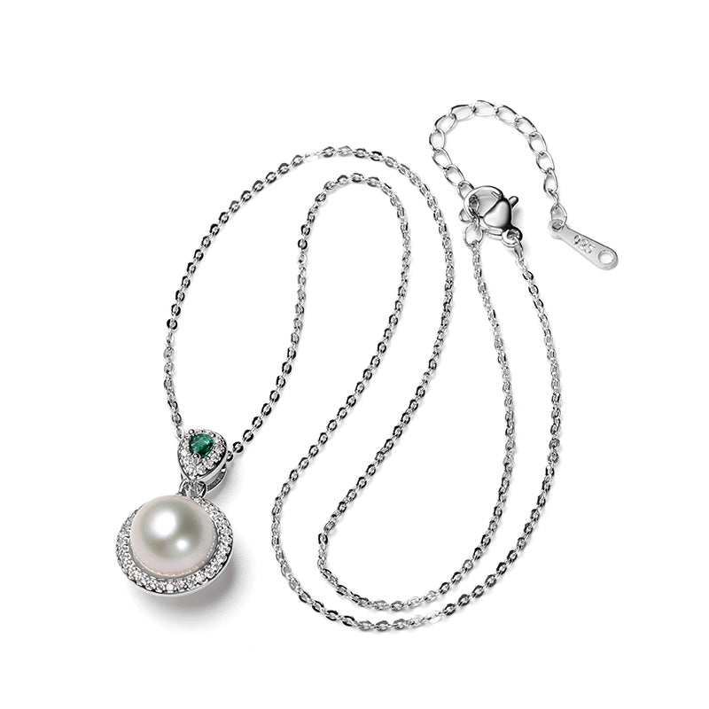 Empress Vintage Natural Pearl Halo Pendant Necklace