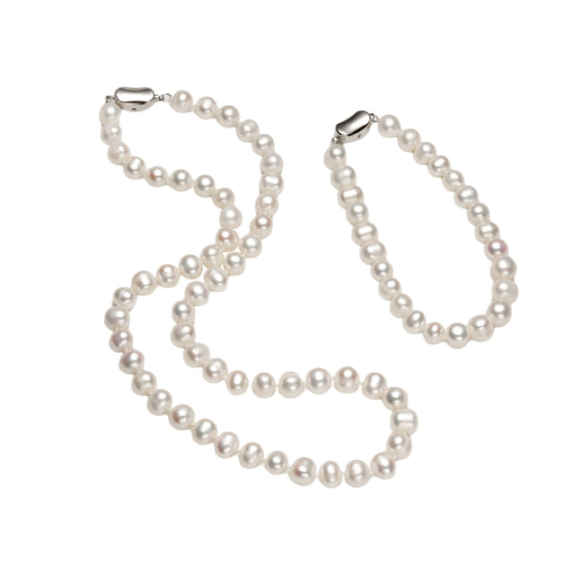 Elysian Classic Natural Pearl Necklace & Bracelet Set