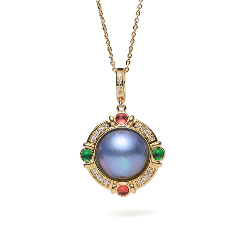 Vintage Medallion Natural Pearl Amulet Necklace