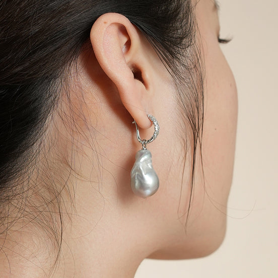 Freshwater Glacier Blue Baroque Earrings