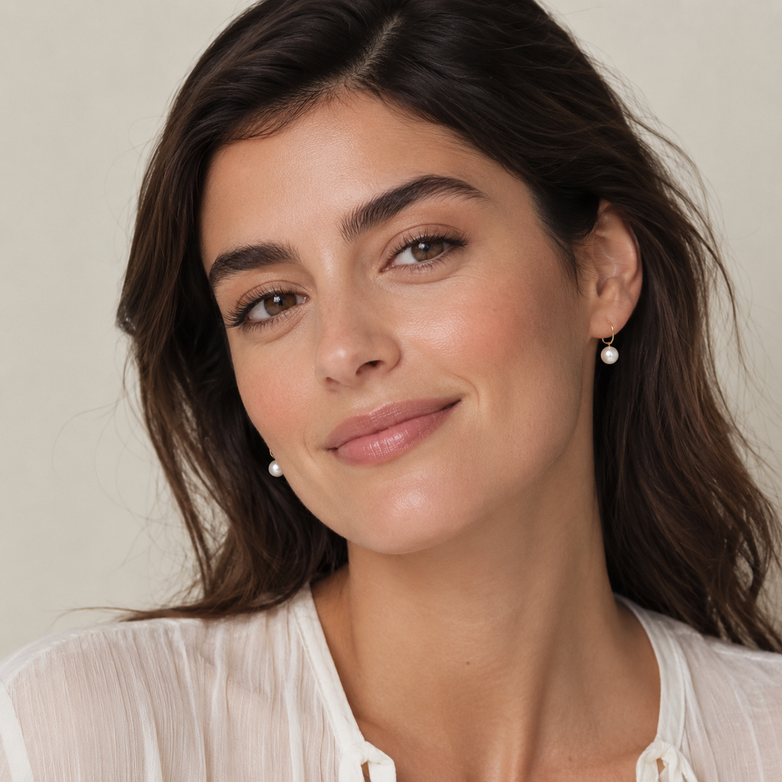 Minimalist Gold Hook Pearl Earrings