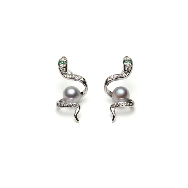 Mystic Serpent Natural Pearl Earrings