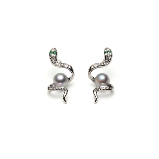 Mystic Serpent Natural Pearl Earrings