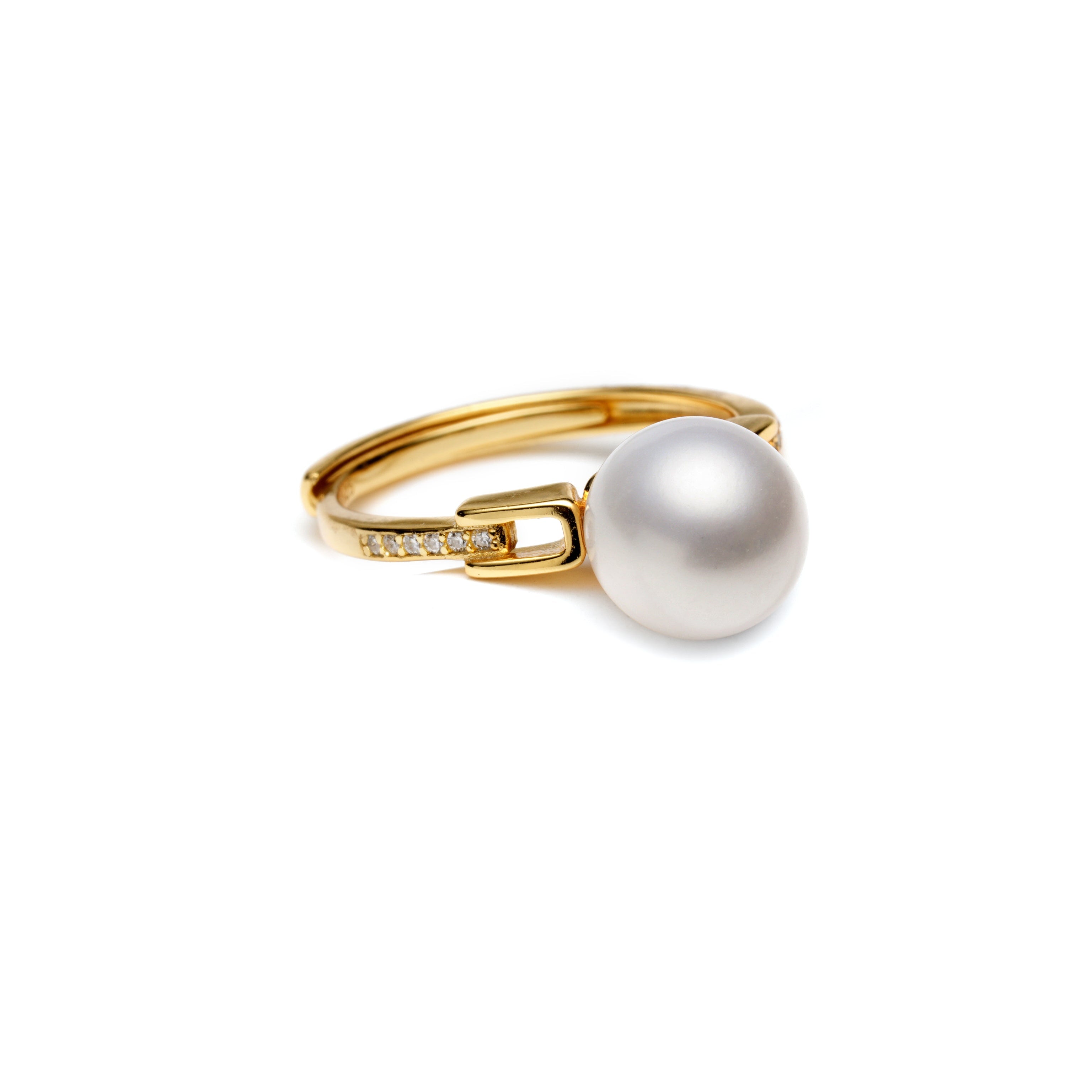 Modern Buckle Natural Pearl Ring