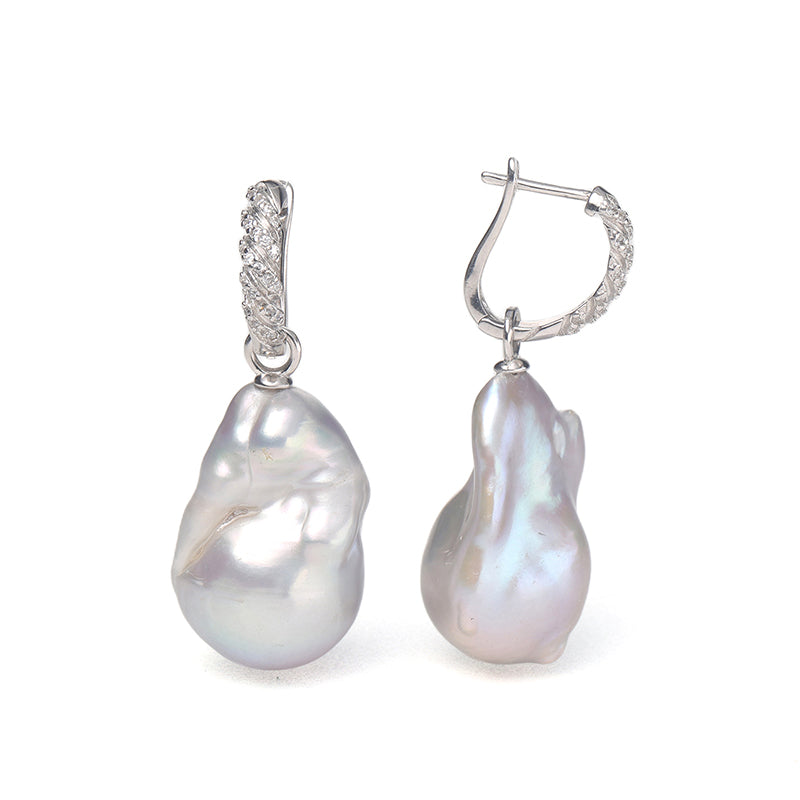 Freshwater Glacier Blue Baroque Earrings