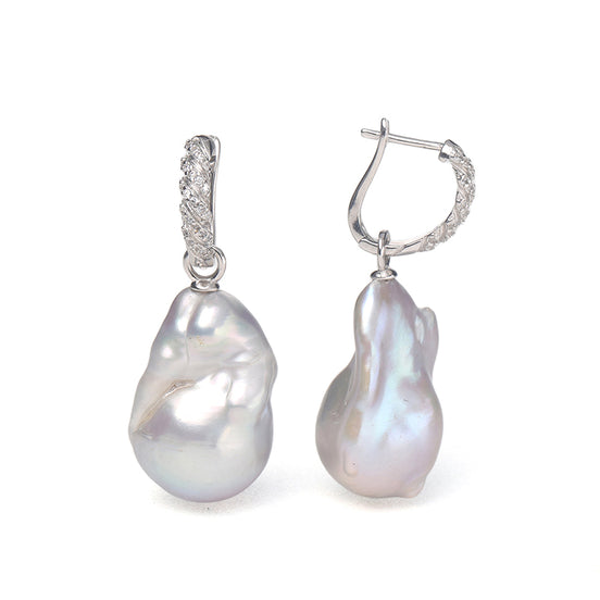 Freshwater Glacier Blue Baroque Earrings