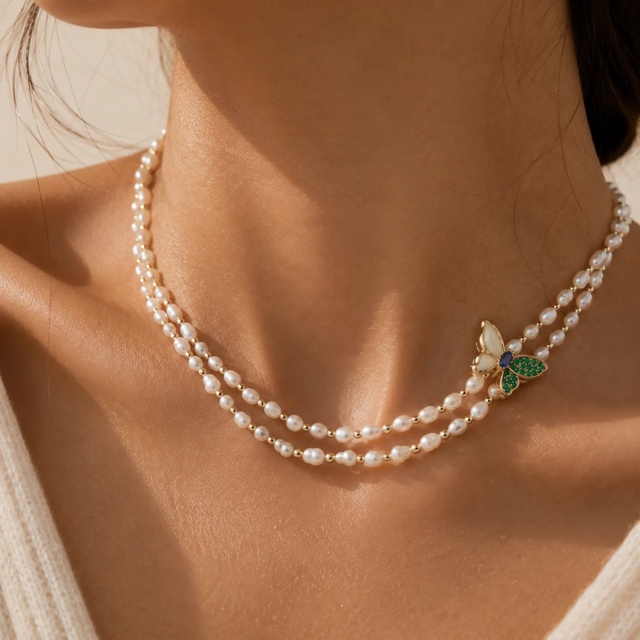 Butterfly Pearl Necklace